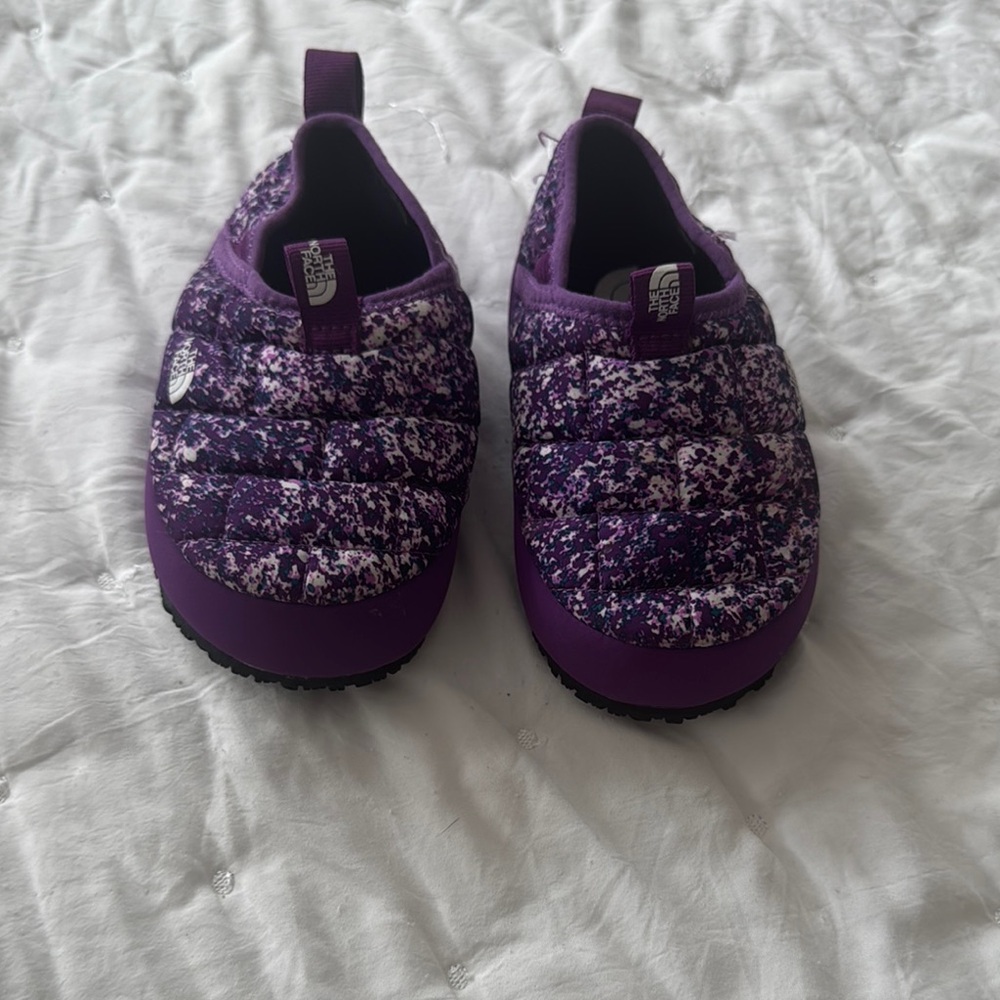 The North Face Purple Slippers with Sparkly Design